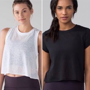 LOT 2 LULULEMON Hint Sheer Tee Lightest Crop Tank